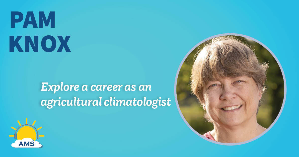 Pam Knox headshot graphic with teaser text that reads "explore a career in geophysical science ;